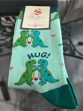 Socksmith Women's Mint Dinosaur 'Hug' Crew Socks